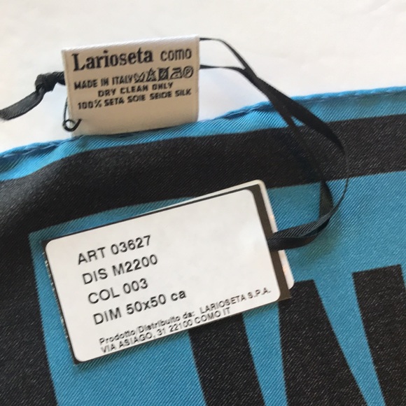 Moschino Silk Scarf Pumpkin Face Italy Blue 20x20 - Picture 10 of 10